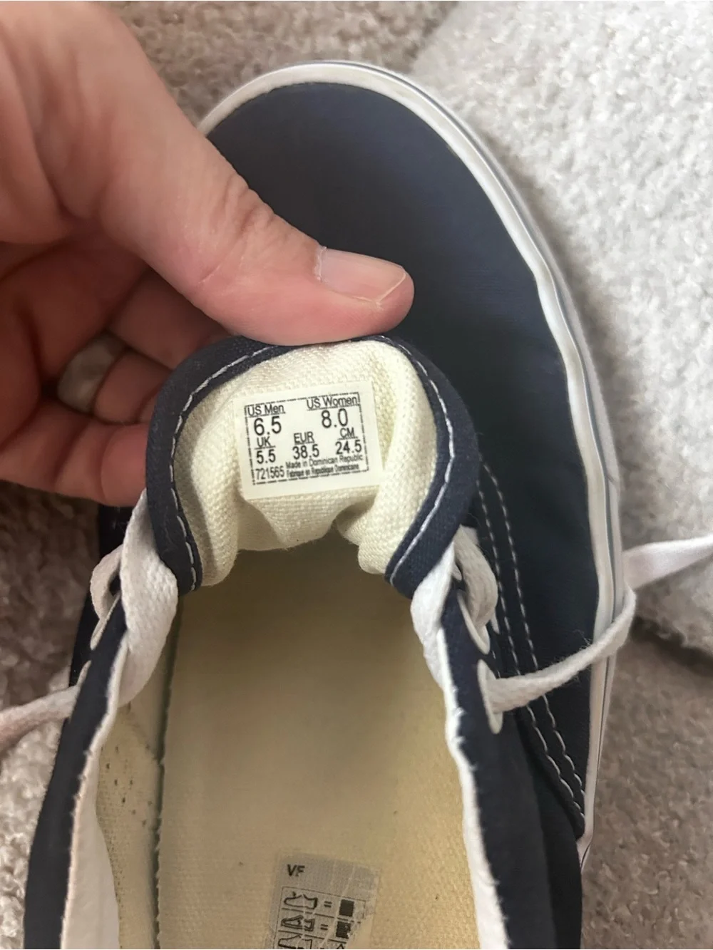 Vans Navy and White Low-Top Canvas Sneakers